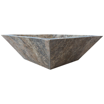 Silver Travertine Natural Stone Fire Pit – 24" x 24" x 8"