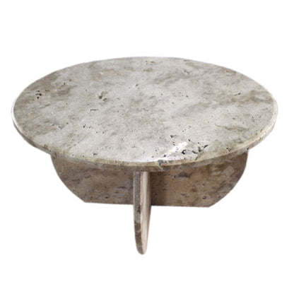 Troia Light Travertine Unfilled Round Polished Coffee Table (D)27.5" (H)16"