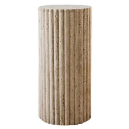Troia Light Travertine Plinth Side Table Fluted Unfilled, Honed medium view