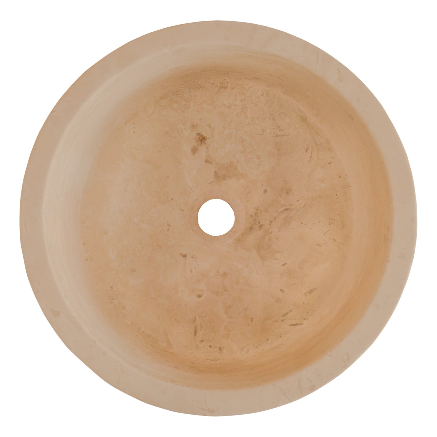 troia light travertine natural stone cylinder sink honed and filled matte SKU NTRVS39 size (D)16" (H)6" top view product shot