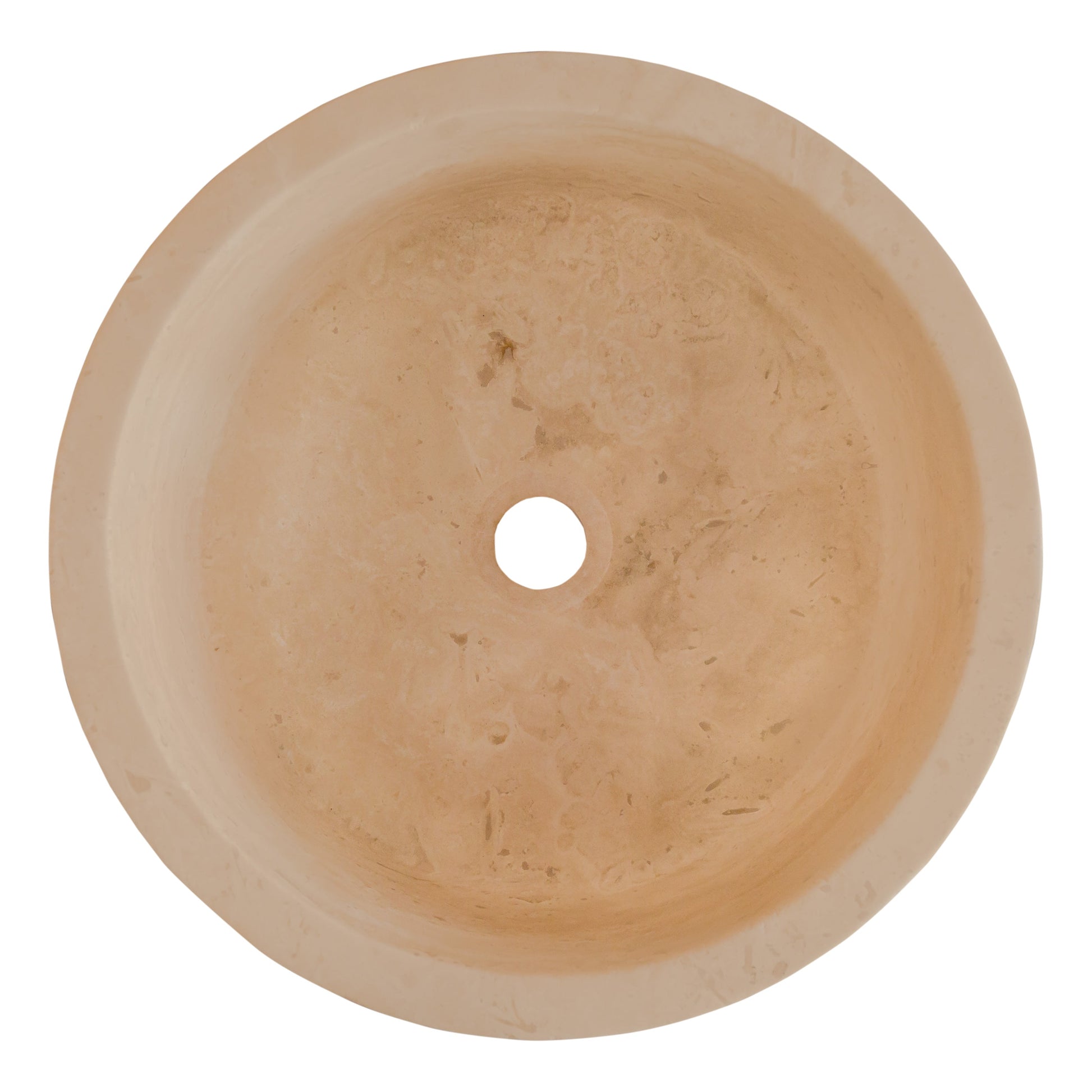 troia light travertine natural stone cylinder sink honed and filled matte SKU NTRVS39 size (D)16" (H)6" top view product shot