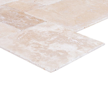 Tuscany Beige French Pattern Set Brushed and Chiseled Travertine Tiles