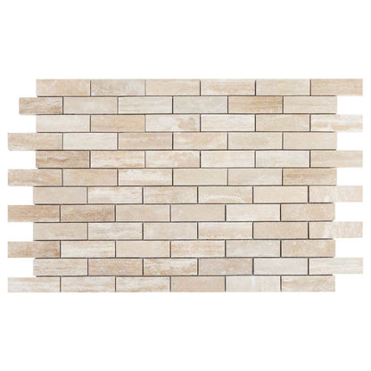 veincut travertine mosaics 2x6 polished filled SKU-20012418 multi top view