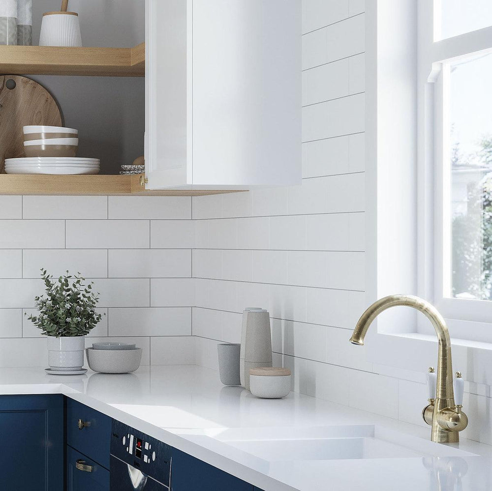 White 4x12 Matte Ceramic Subway Tile (34 pack, 10.4 sq ft/case) - Sample