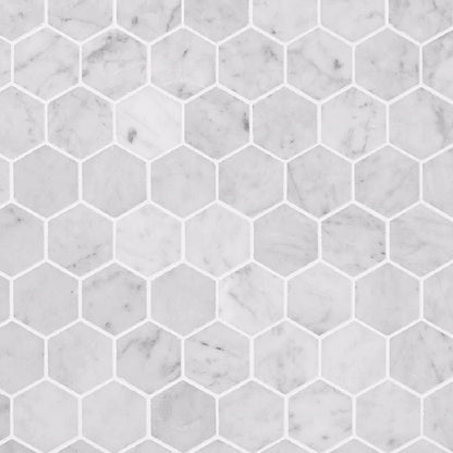 Powder White 12x12 Honed Hexagon Marble Mosaic Tile (5 pack, 4.83 sq ft/case) - Sample