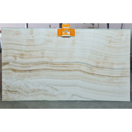 White Onyx Bookmatching Polished Marble Slab