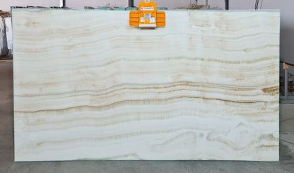 White Onyx Bookmatching Polished Marble Slab