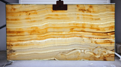 White Onyx Bookmatching Polished Marble Slab