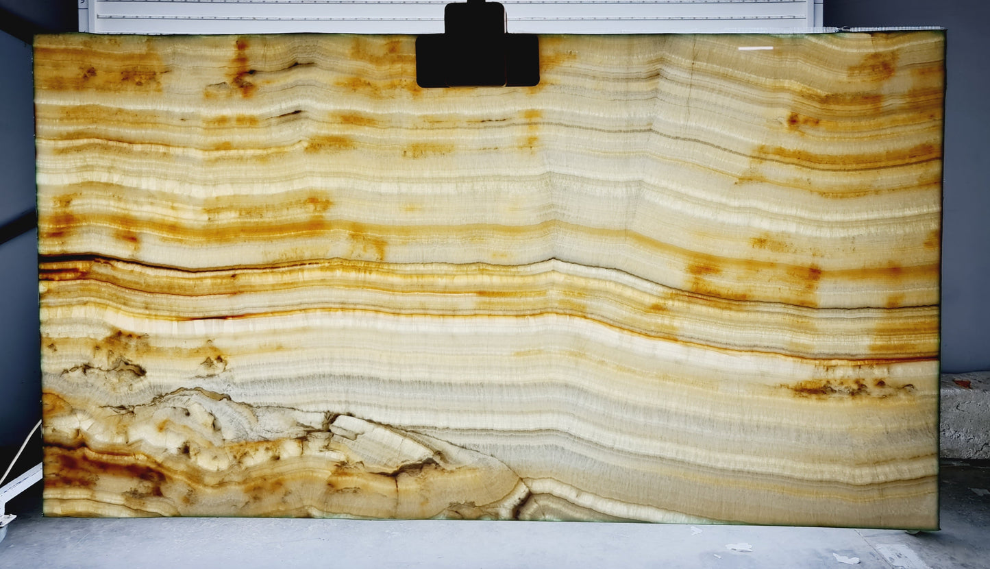 White Onyx Bookmatching Polished Marble Slab