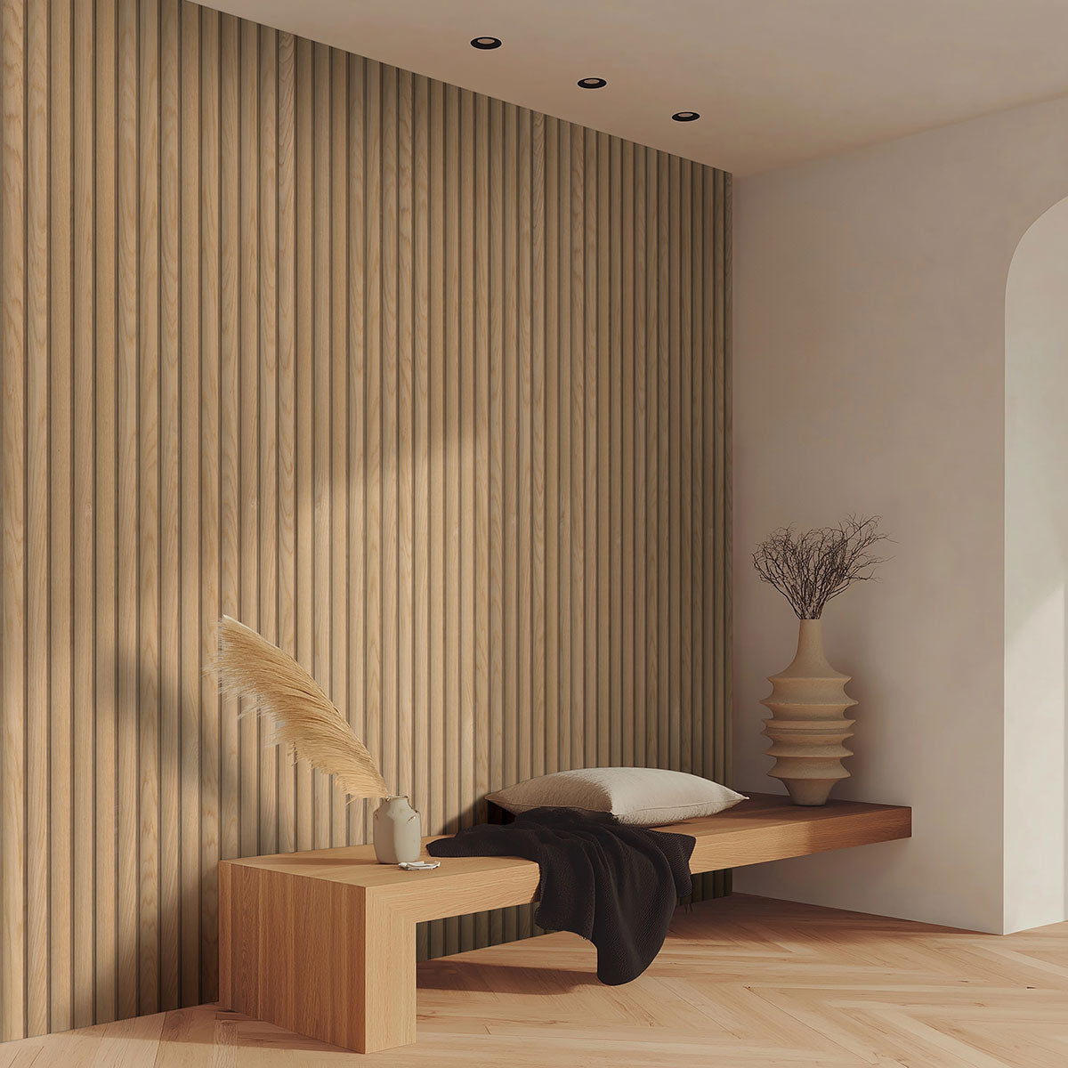 MSI Natural Reeded Acoustic Wood Slat Panels