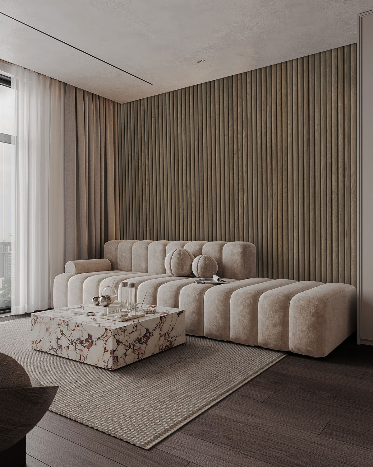 MSI Tawny Reeded Acoustic Wood Slat Panels
