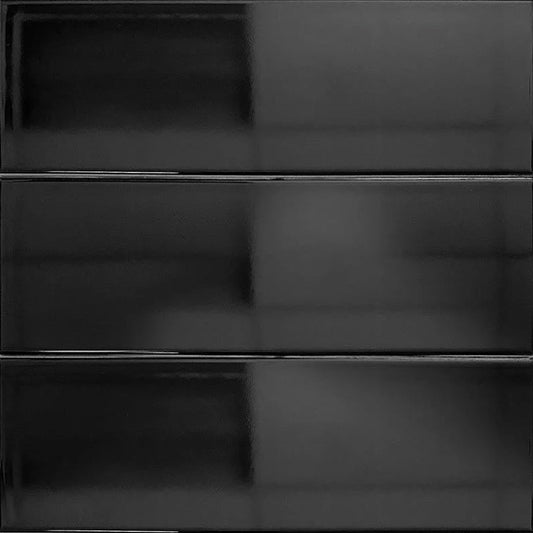 Black 4x12 Polished Ceramic Subway Tile (34 pack, 10.4 sq ft/case) - Sample