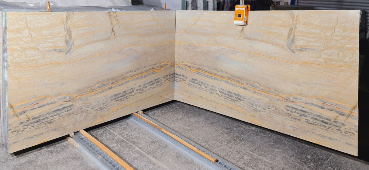 Zebrano Gold Bookmatching Polished Marble Slab