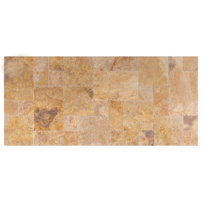 Meandros Gold Antique French Pattern Set Travertine Tile