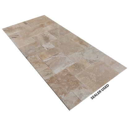 Mina Rustic Antique French Pattern Set Travertine Tile