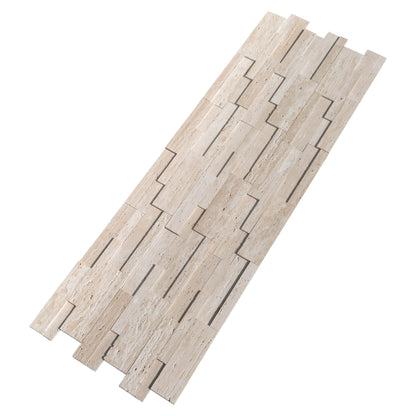 Beige 3D Vein Cut Travertine Stone Siding Ledger Panel