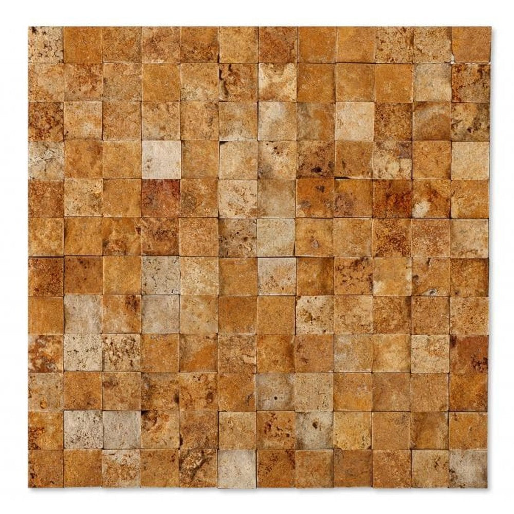 3d splitface travertine mosaics 1x1 SKU-20012410 top view