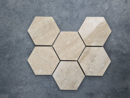 Patara Hexagon 12" x 12" Honed Travertine Mesh-Mounted Mosaic Tile