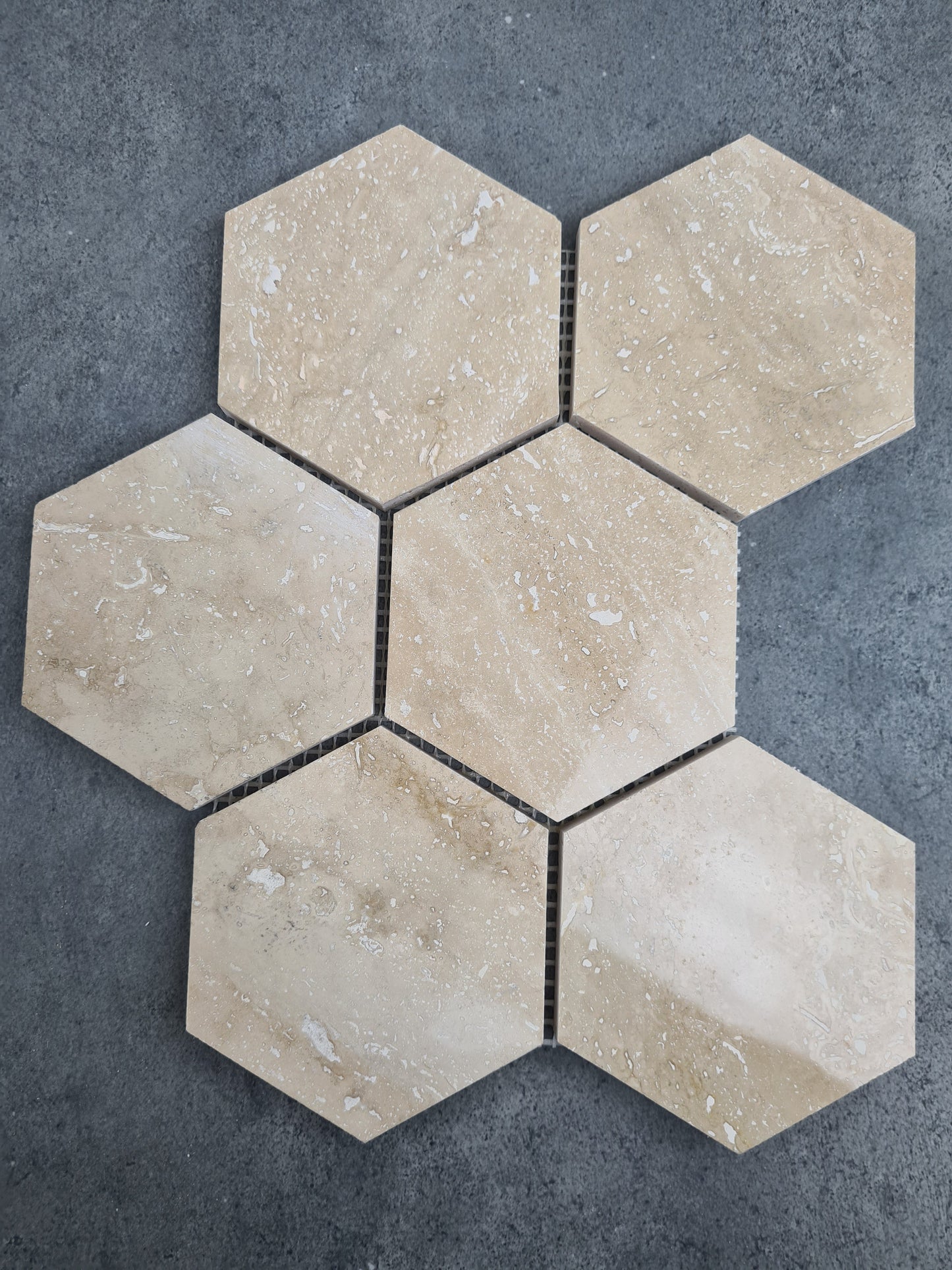 Patara Hexagon 12" x 12" Honed Travertine Mesh-Mounted Mosaic Tile