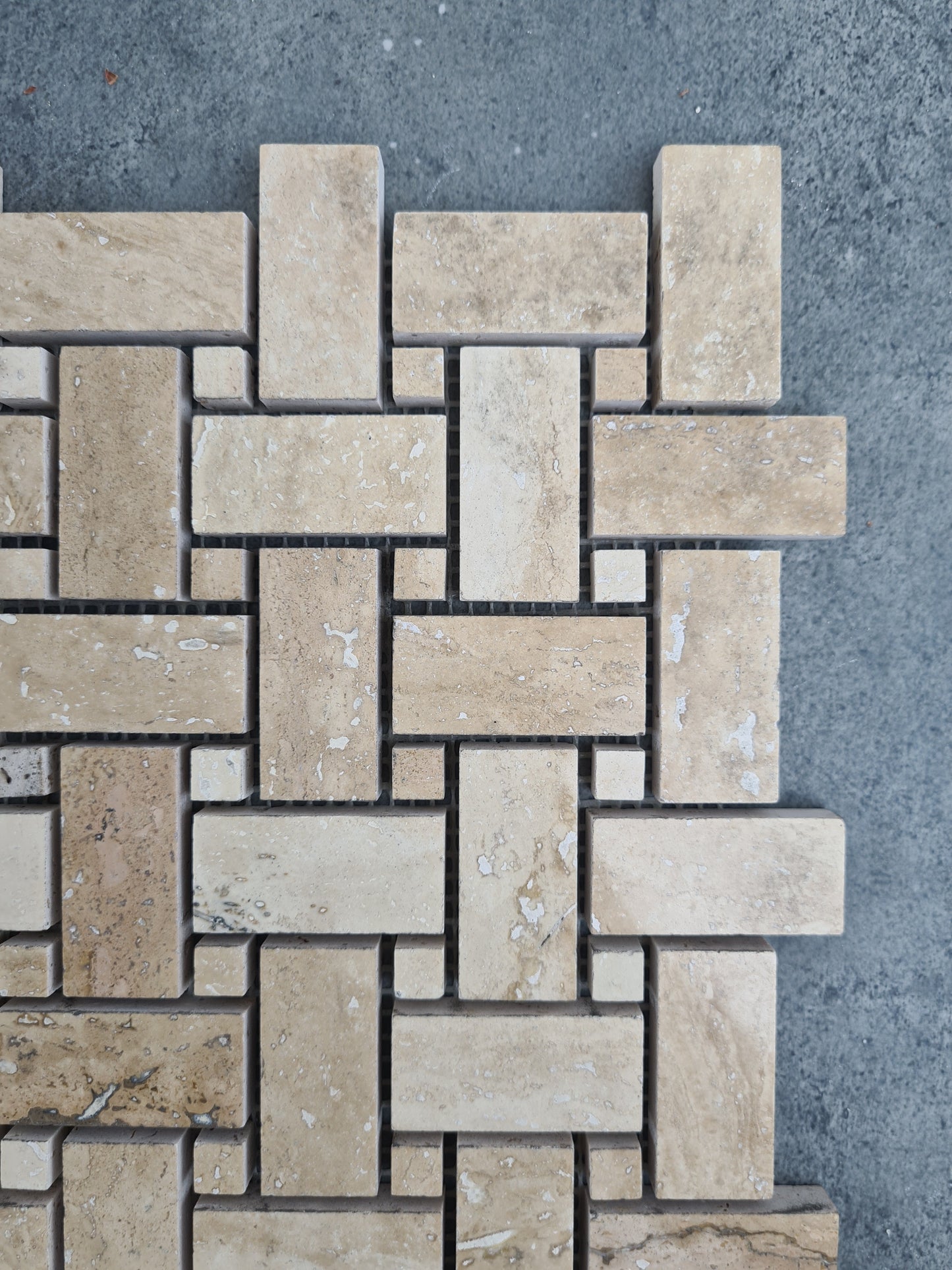 Patara Basketweave Pattern 12" x 12" Honed Travertine Mesh-Mounted Mosaic Tile