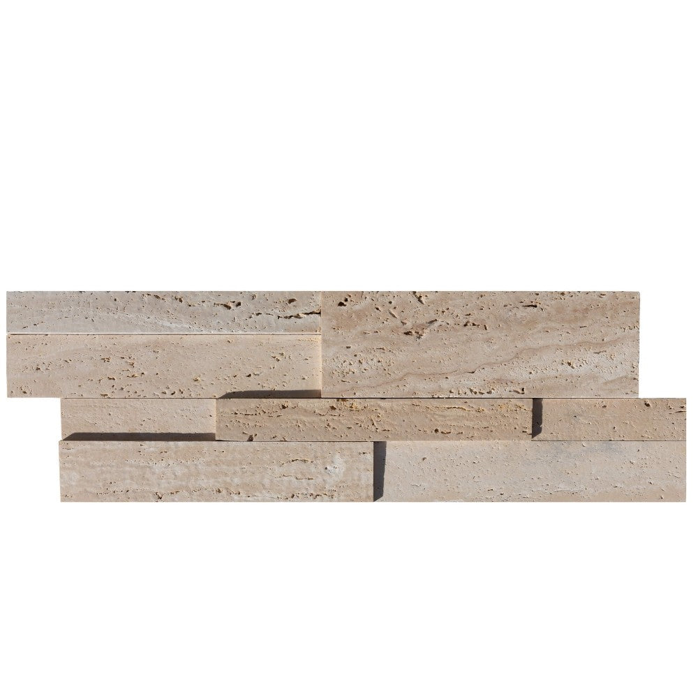 Beige 3D Vein Cut Travertine Stone Siding Ledger Panel