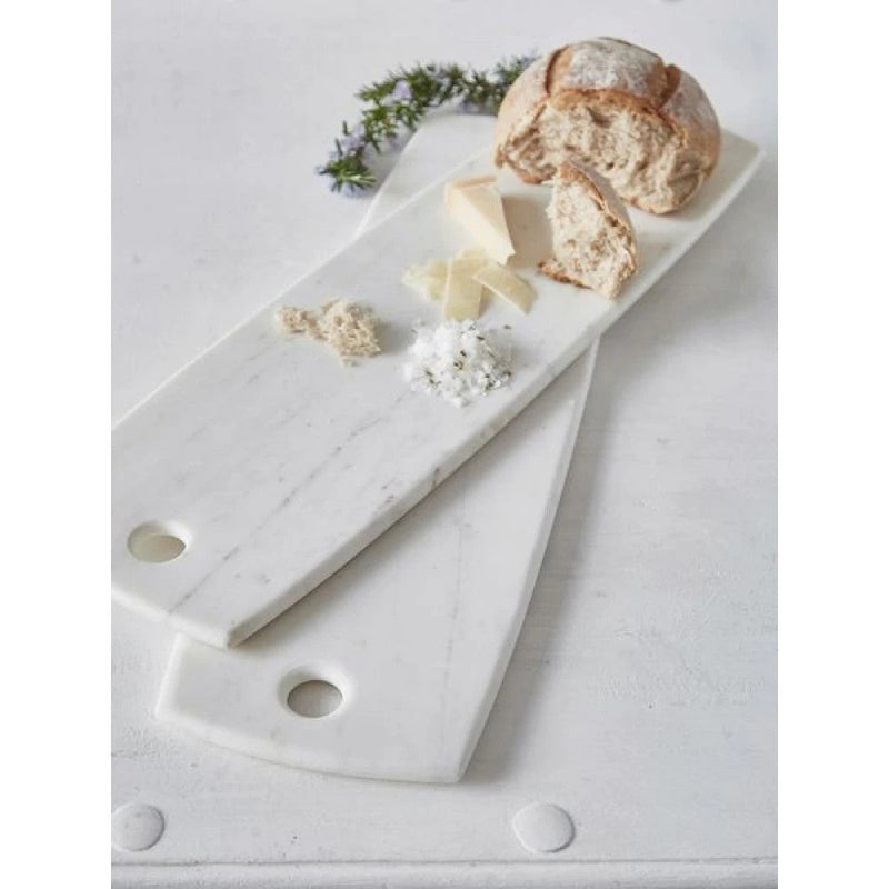 Bianco Carrara genuine white marble cheese serving board charcutorie platter product SKU-MSBCSB6x14 Presentation view of the product.
