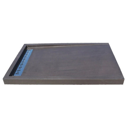 Black basalt rectangular shower base hand carved from solid block SKU-NTRSTC29 Product shot on white background