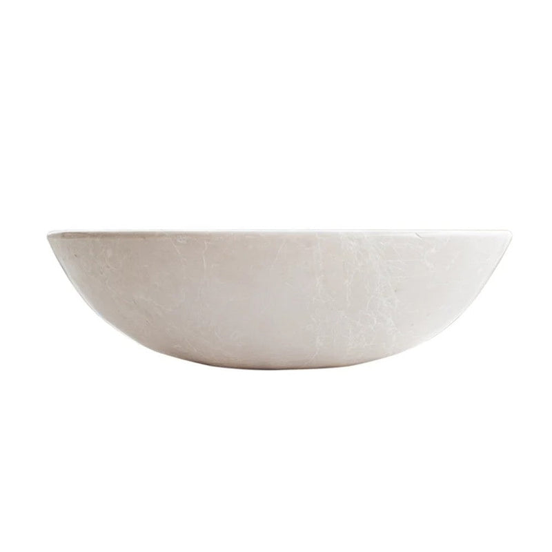 Botticino Marble Natural stone oval shape Vessel Sink Honed size W16 L20.5 H 6 SKU CM-B-002-C  side view