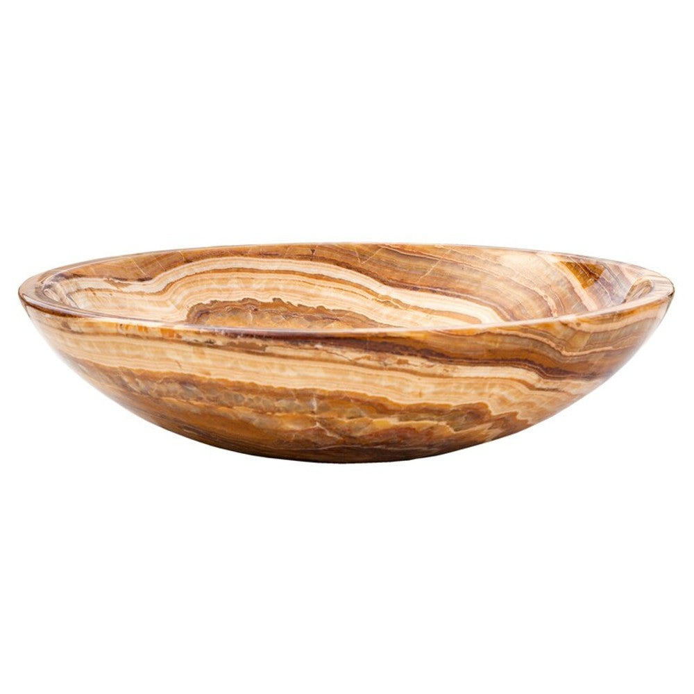 Brown onyx translucent natural stone vessel sink polished d16 h4 SKU EGEBOXPF164 side view