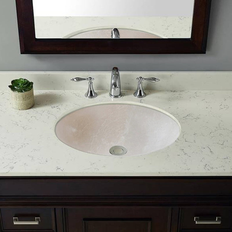 Botticino Marble Natural Stone Oval Shape Vessel Sink Honed (W)16" (L)20.5" (H)6"