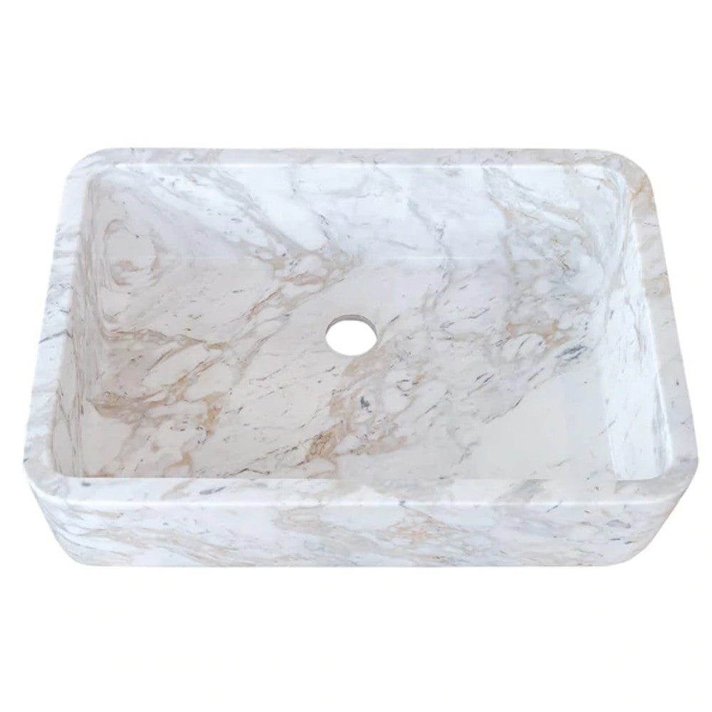 Calacatta Marble Farmhouse Sink (W)12.5" (L)18" (H)5" SKU-NTRVS05 product shot top view