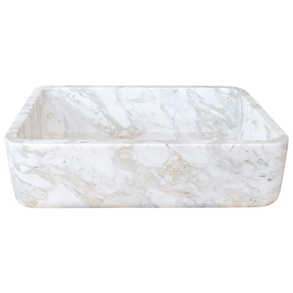 Calacatta Marble Farmhouse Sink (W)12.5" (L)18" (H)5" SKU-NTRVS05 product shot angle view