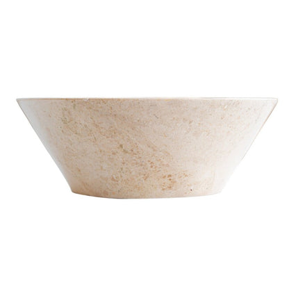 Cappuccino beige natural stone marble V-shape tapered vessel sink polished d16 h6 SKU CBMVTS15 side view