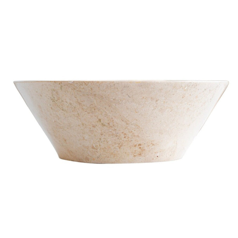 Cappuccino beige natural stone marble V-shape tapered vessel sink polished d16 h6 SKU CBMVTS15 side view