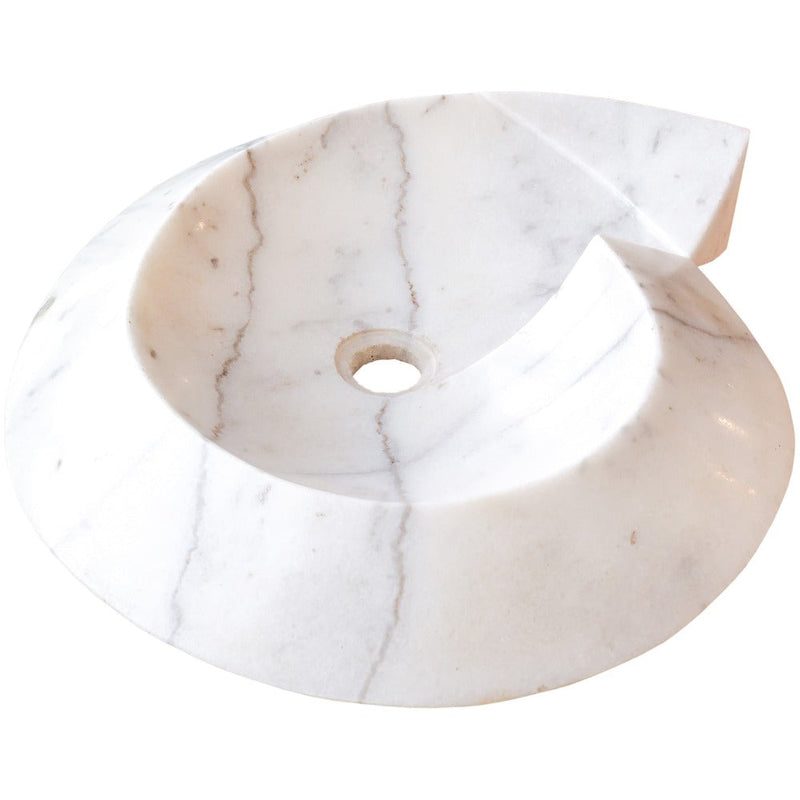 Carrara Marble Helix Shape Sink NTRVS06 Size (W)20" (L)23" (H)4" front view product shot