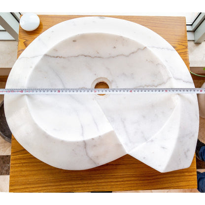 Carrara Marble Helix Shape Sink NTRVS06 Size (W)20" (L)23" (H)4" width measure view