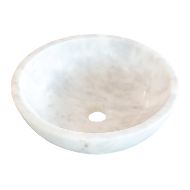 Carrara White Stone Vessel Sink NTRVS33 Size (D)16"(H)6" side view product shot view