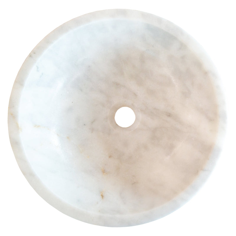 Carrara White Stone Vessel Sink NTRVS33 Size (D)16"(H)6" top view product shot