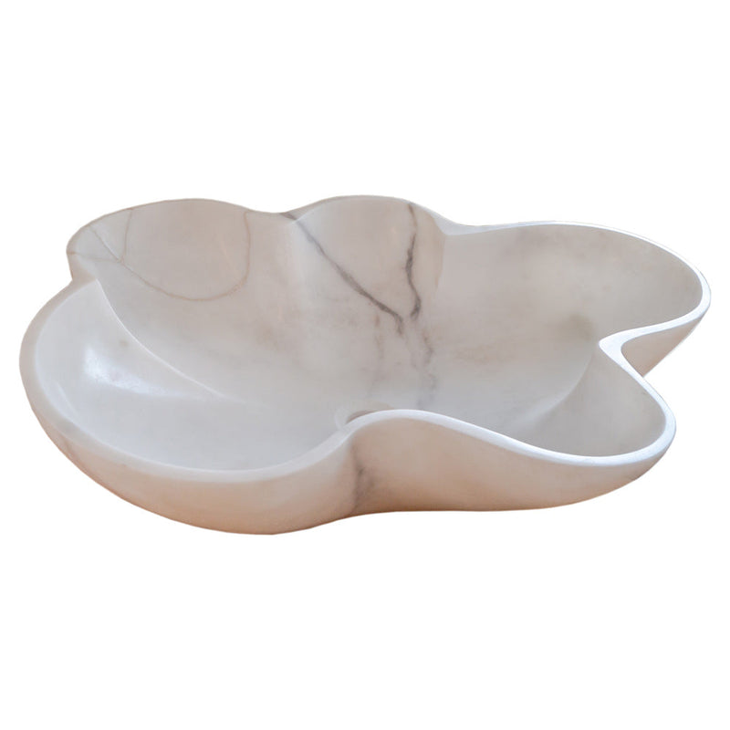 Carrara White flower shape sink size (W)24.5" (L)18" (H)6" SKU-NTRVS03 product shot angle view