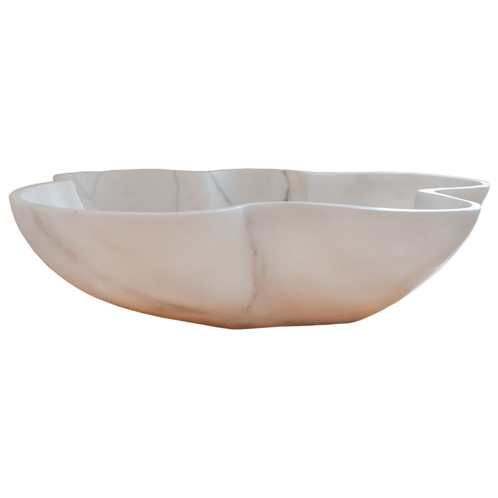 Carrara White flower shape sink size (W)24.5" (L)18" (H)6" SKU-NTRVS03 product shot front view