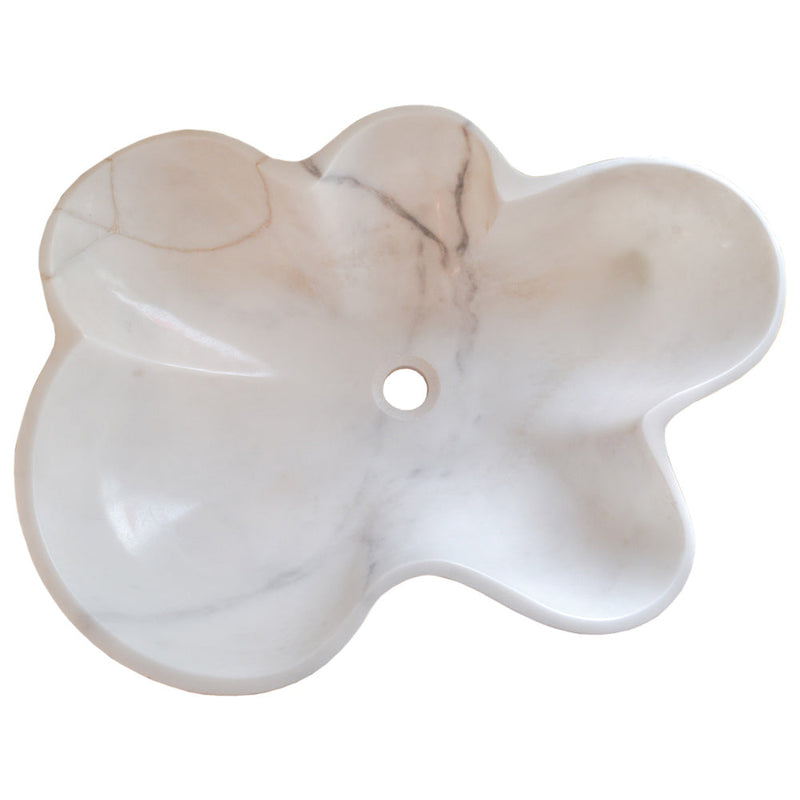 Carrara White flower shape sink size (W)24.5" (L)18" (H)6" SKU-NTRVS03 product shot top view