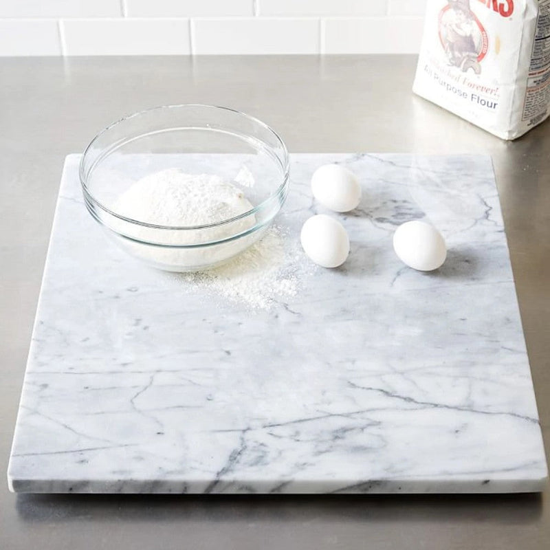 Carrara White genuine marble serving cutting board 14x14 polished product SKU-MSBCSB14x14