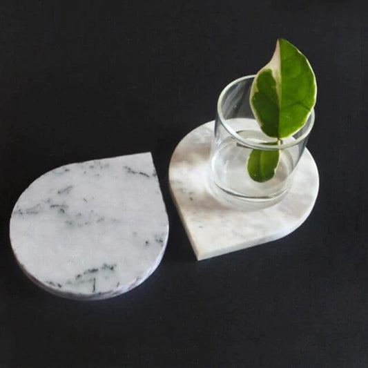 Marble 4"x5" Teardrop Coasters Semi-polished set of 2