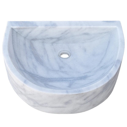 Carrara White marble Half Round Sink Polished size (W)24" (L)20" (H)6" SKU-TMS10 product shot angle view