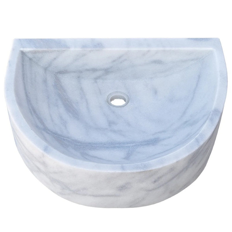 Carrara White marble Half Round Sink Polished size (W)24" (L)20" (H)6" SKU-TMS10 product shot angle view