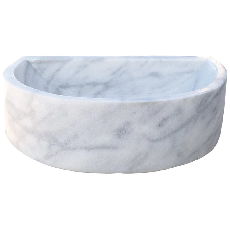 Carrara White marble Half Round Sink Polished size (W)24" (L)20" (H)6" SKU-TMS10 product shot front view