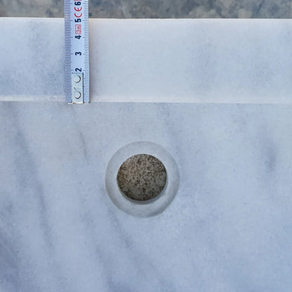 Carrara White marble Half Round Sink Polished size (W)24" (L)20" (H)6" SKU-TMS10 back thickness measure