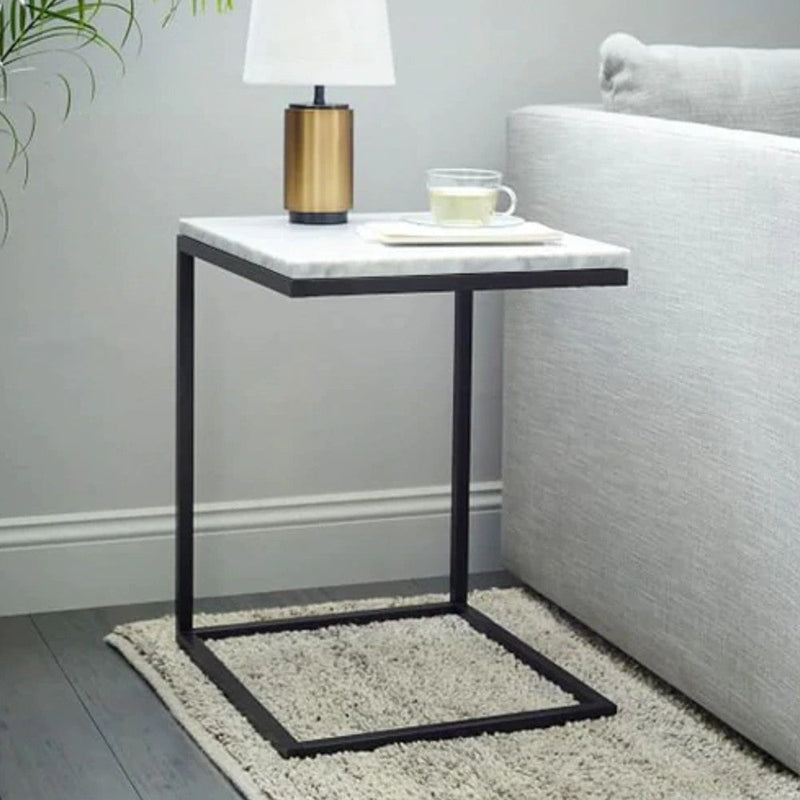 Carrara White Marble End/Side Table Square Polished