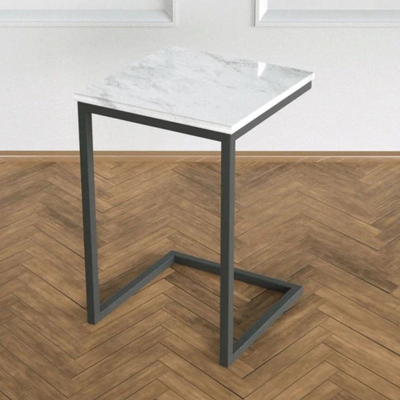 Carrara White Marble End/Side Table Square Polished
