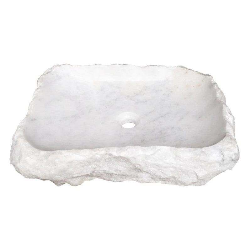 Carrara marble rustic natural stone Vessel Sink Polished Hand Chiseled size (W)16" (L)22" (H)5" SKU-NTRSTC15 product shot